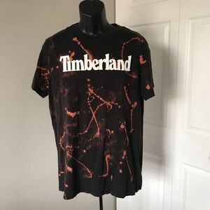 TIMBERLAND Mens Tie Dye Short Sleeves Black Cotton Tee | L